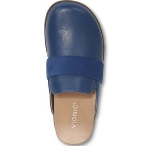 Vionic‎ Ambrosia Mules Leather Slip On Clogs Dark Blue